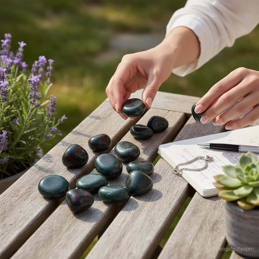 Natural Blood Stone Tumbled  - 2