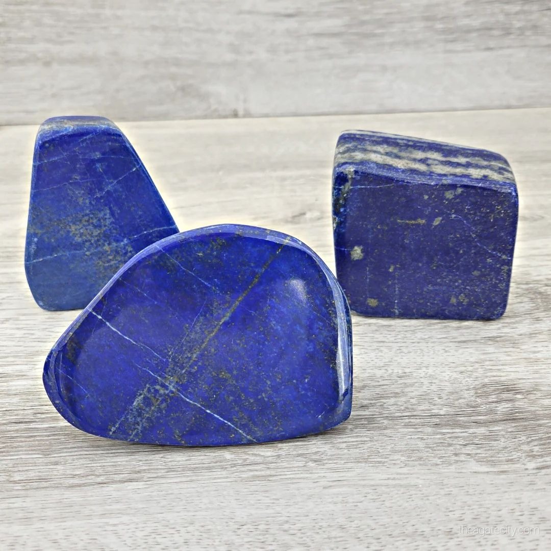 Polished  Lapis Lazuli Freeform Stone Deep Blue Display Decor - 2