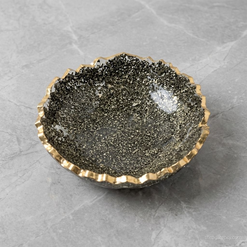 Pyrite Stone Bowl Resin Orgone Handmade Decorative Bowl - 2