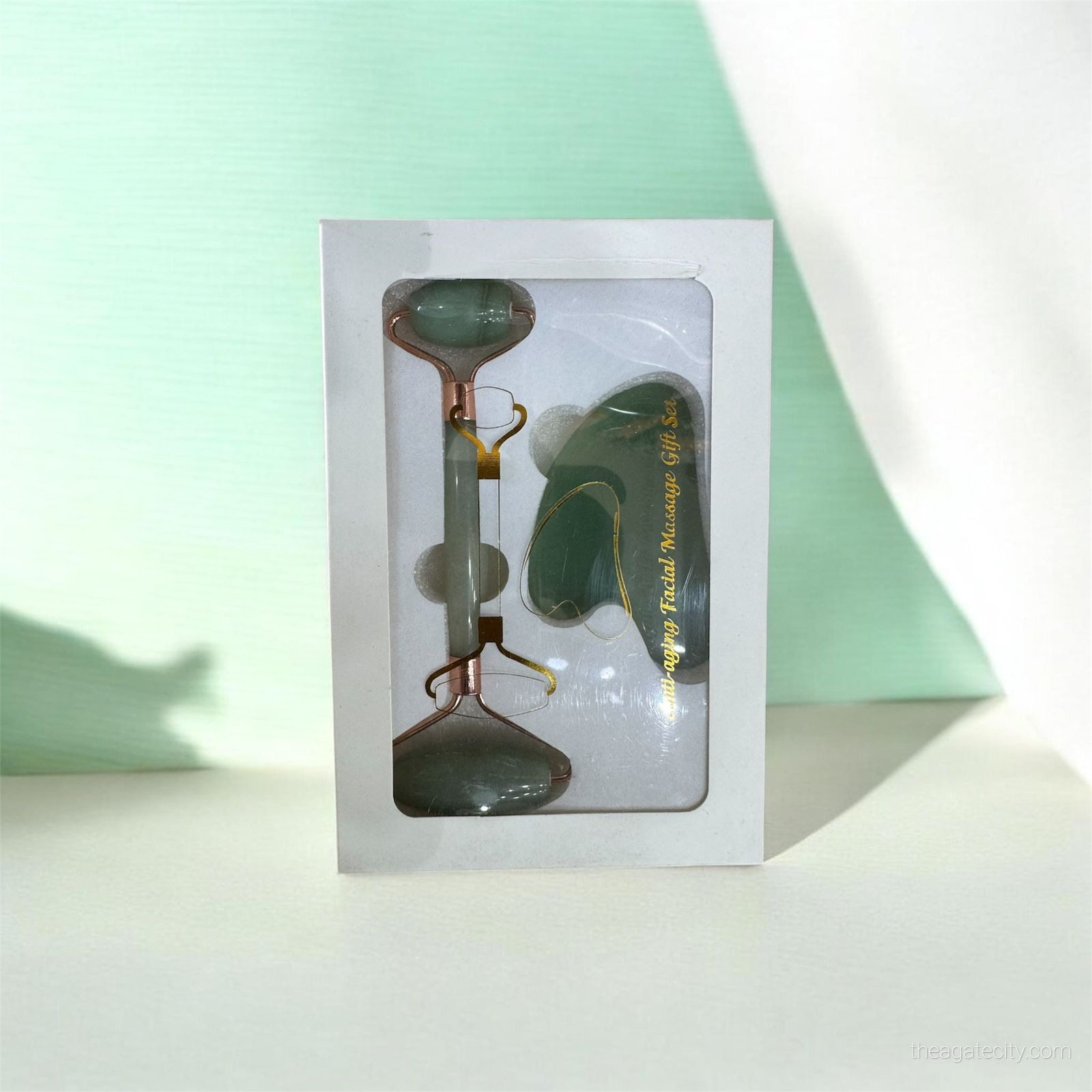 Natural Green Aventurine Face Massage Roller & Gua Sha - 2