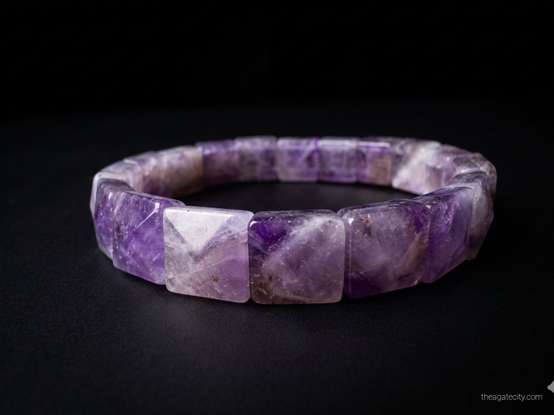 Natural Amethyst Pyramid Shape Bracelet - 2