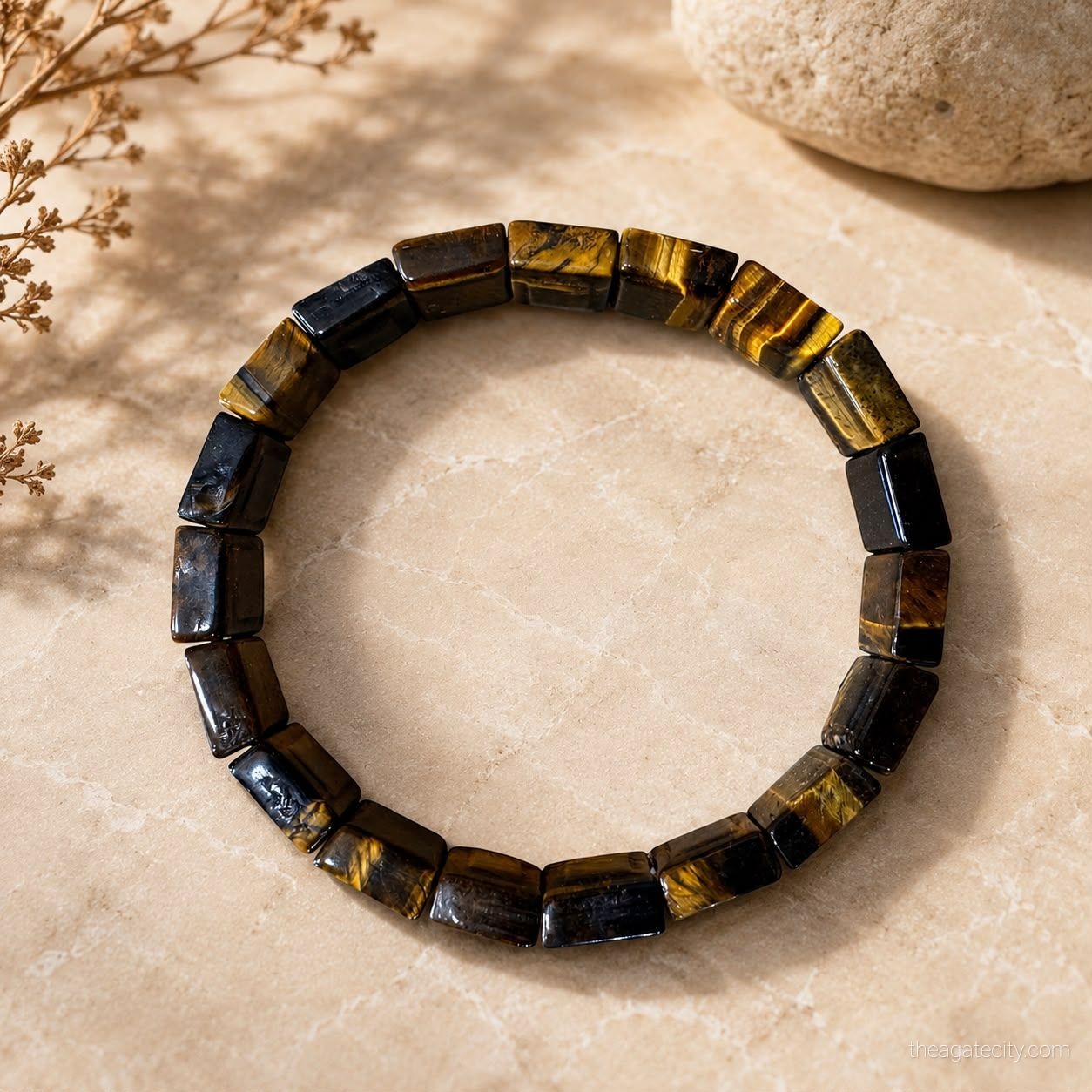 Natural Tiger Eye Pyramid Shape Brecelate - 2