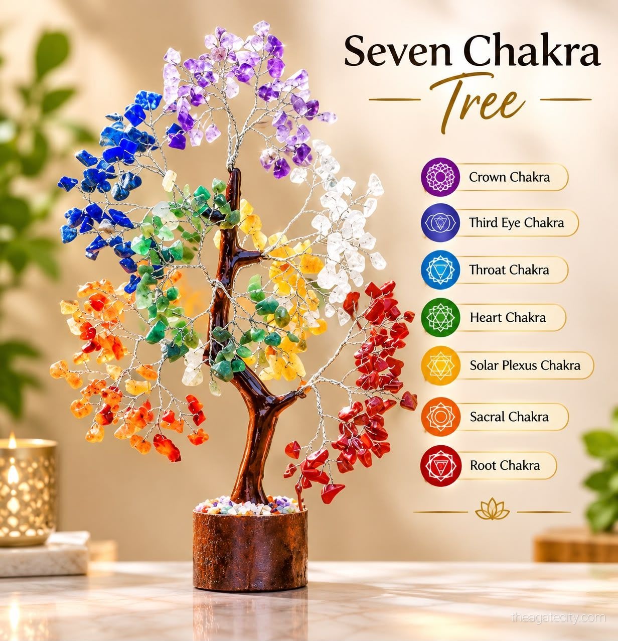 7 Chakra Gemstone Tree Handmade Crystal tree - 2