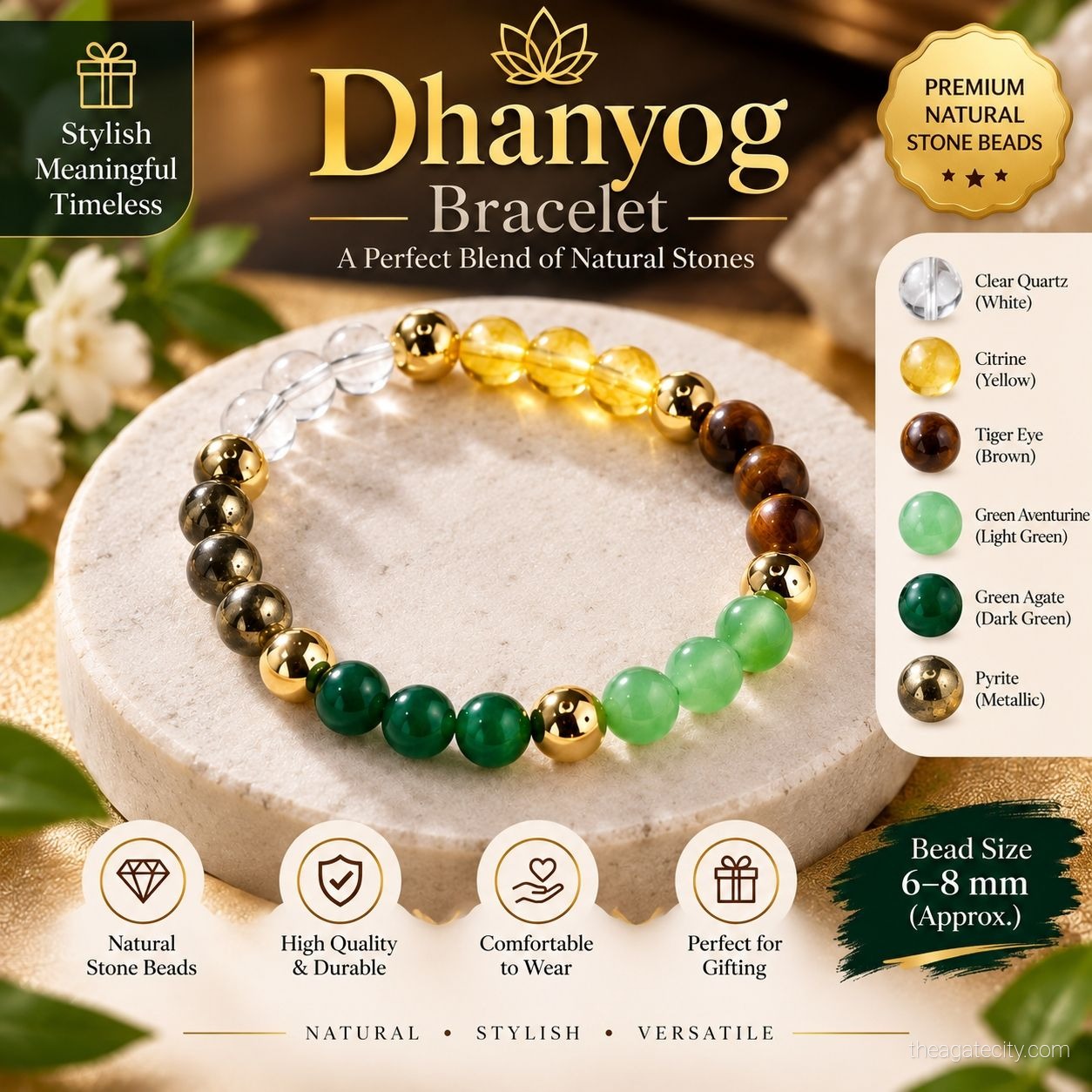 8 MM Dhanyog Bracelet | Natural Multi Stone Beaded Bracelet - 2