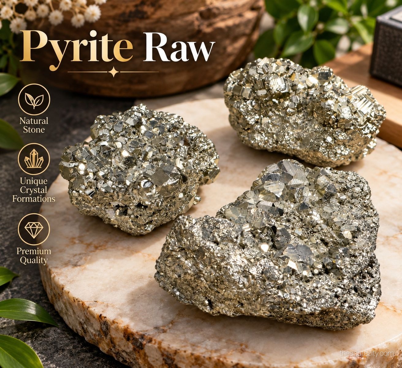 Natural Raw Pyrite Stone Cluster | Raw Pyrite Crystal Specimen |  - 2
