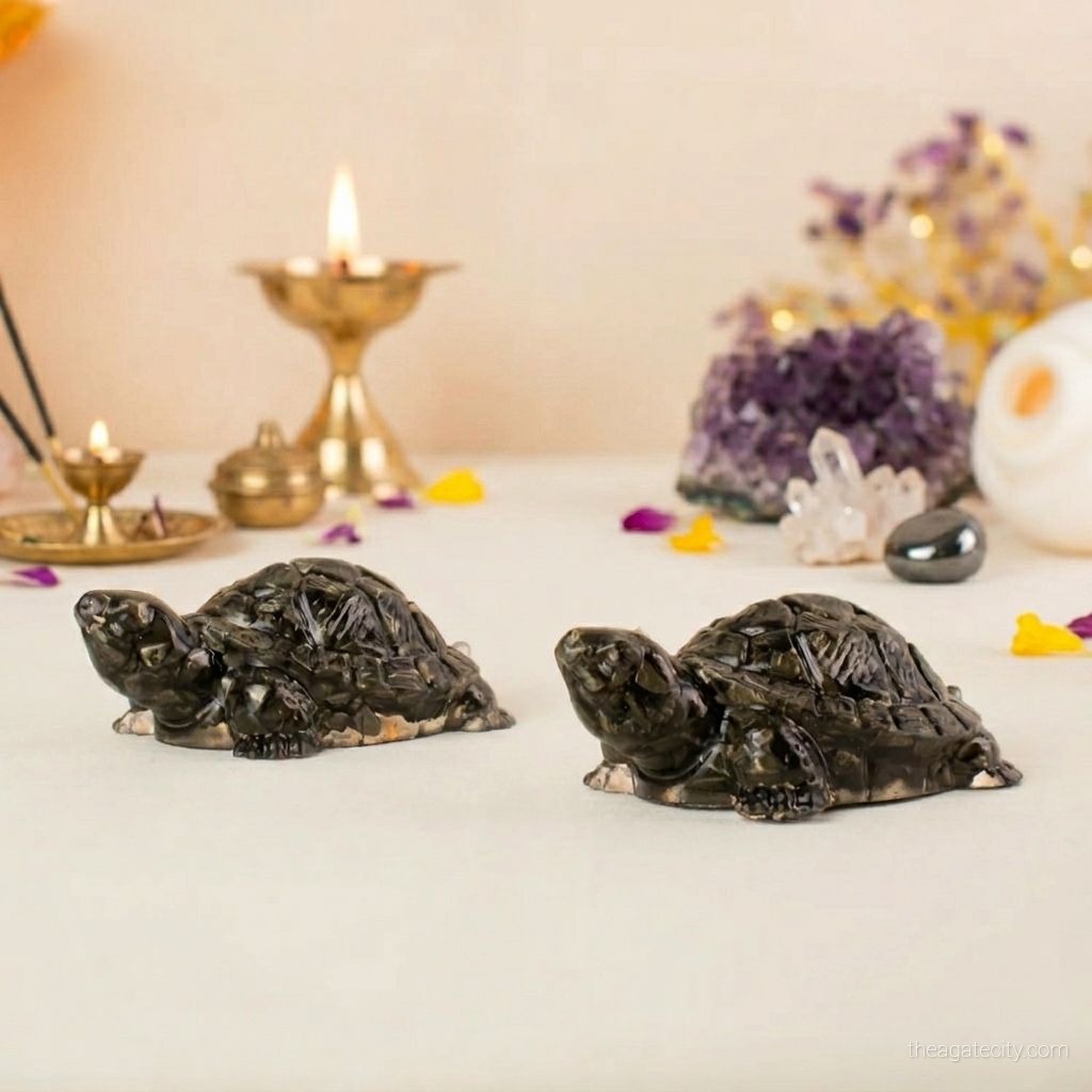Pyrite Tortoise Natural Pyrite Crystal Home Office Decor - 2